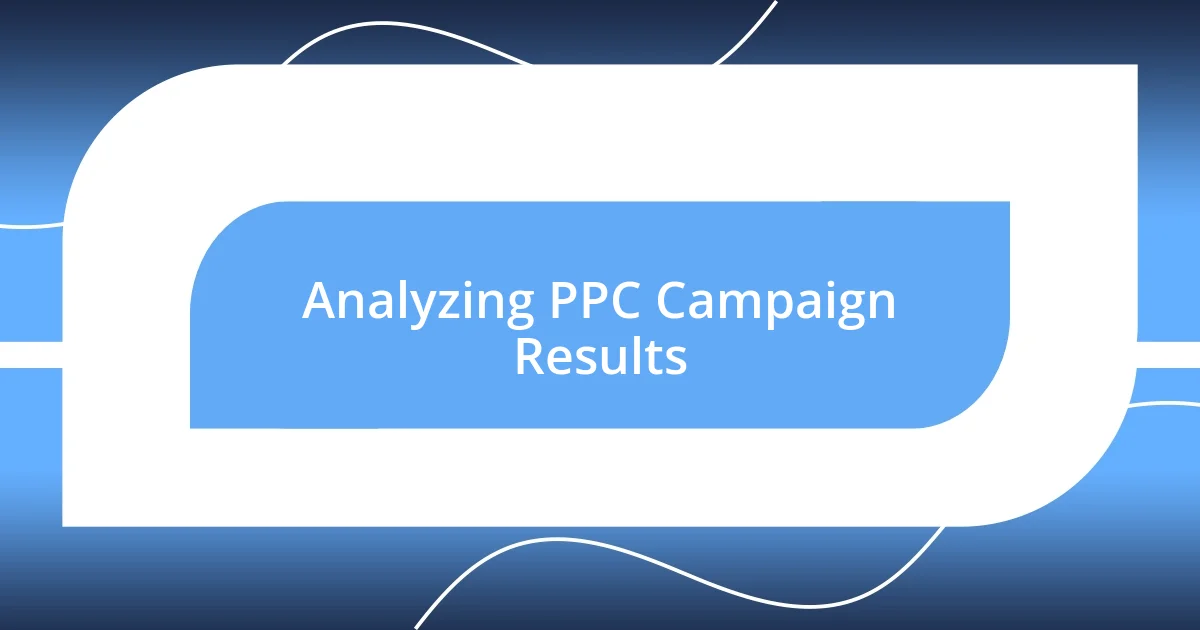 Analyzing PPC Campaign Results